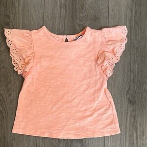 Janie and Jack Peach Eyelet Flutter Sleeve Top